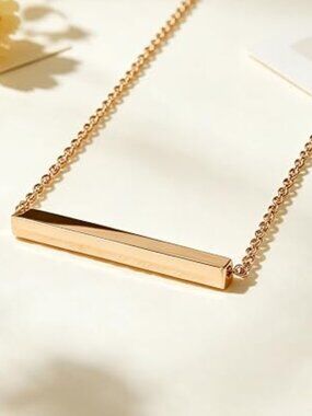 14k Yellow Gold Vermeil Horizontal Bar Urn Necklace for Ashes – FREE ENGRAVING!